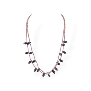 Bijoux Collier de cristaux CZ avec éléments en bronze 2pcs violet foncé