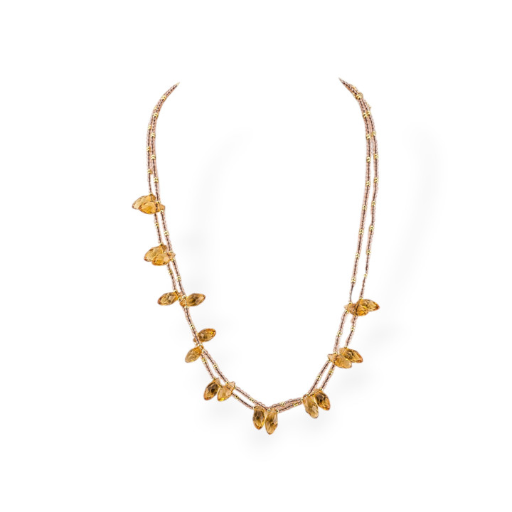 Bijoux-Halskette aus CZ-Kristallen mit Bronzeelementen, 2 Stück, Orange