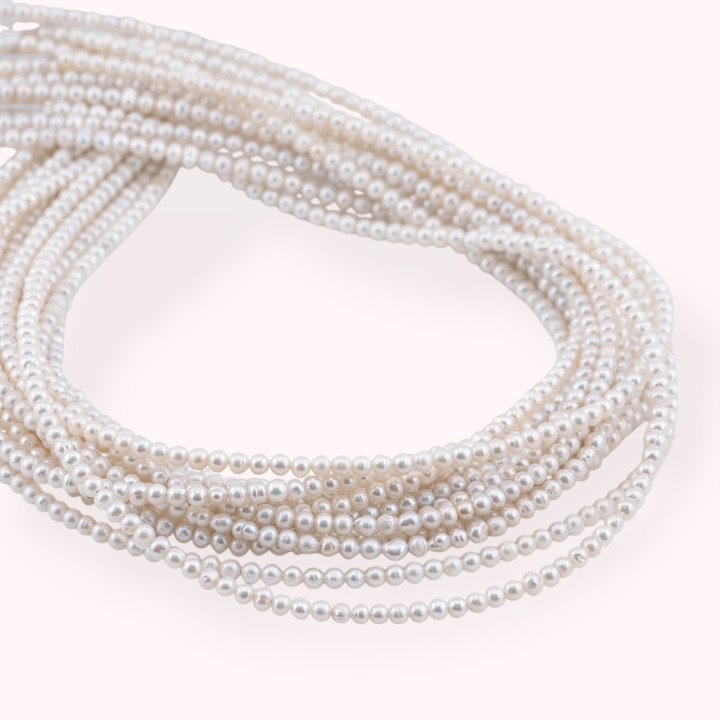 Perle Di Fiume Microperle Chicco Di Riso 3,0-3,5mm A++  Bianco