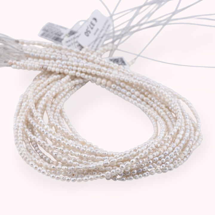 Perle Di Fiume Microperle Chicco Di Riso 3,0-3,5mm A++  Bianco