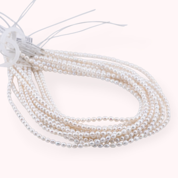 Perle Di Fiume Microperle Chicco Di Riso 3,5-4mm A++  Bianco