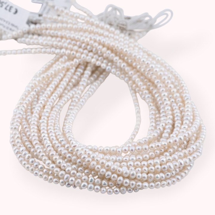 Perle Di Fiume Microperle Tondo 3,5-4,0mm A Bianco
