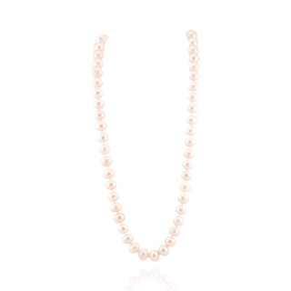 Collana Charlestone Di Perle Di Fiume Annodate 90cm Bianche