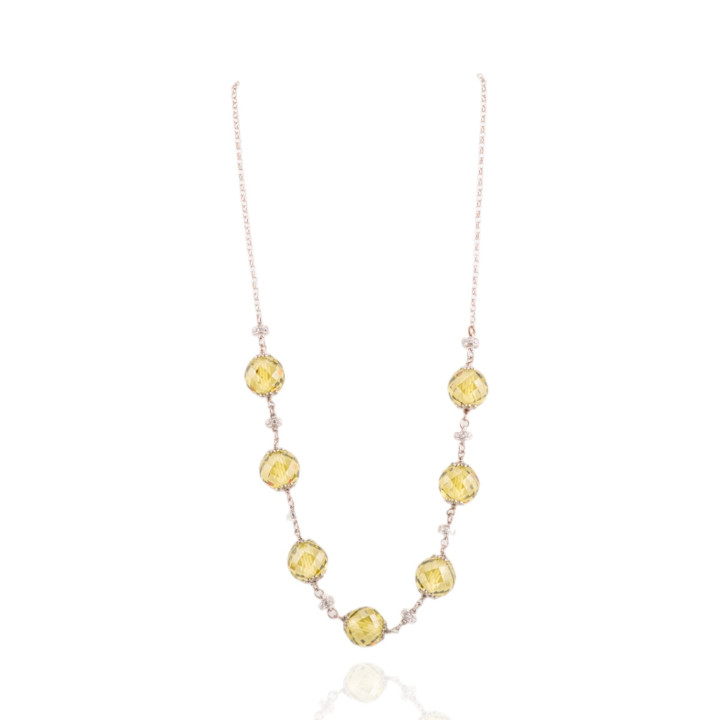 Collana In Argento 925 E Zirconi A Sfera Sfaccettata