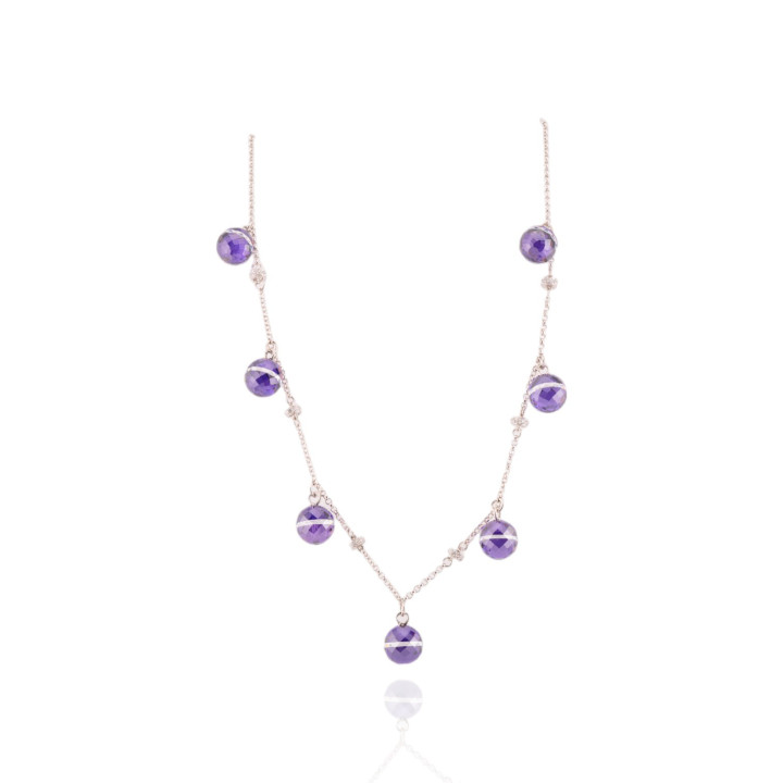 Collana In Argento 925 E Zirconi A Sfera Sfaccettata