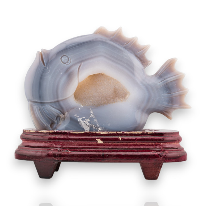 Soprammobile Statua Giada Birmana Con Base In Legno 18 x 17 cm Mod.38