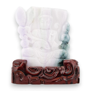 Soprammobile Statua Giada Birmana Con Base In Legno 14 x 15 cm Mod.25