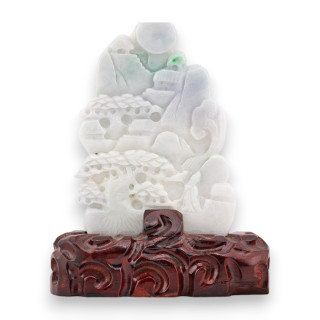 Soprammobile Statua Giada Birmana Con Base In Legno 14 x 18 cm Mod.20