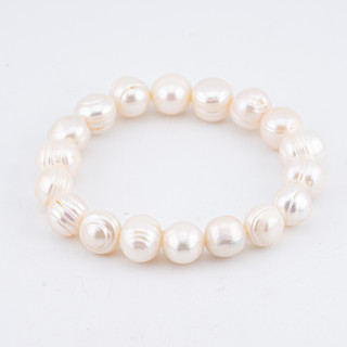 Bracciale Elastico Di Perle Di Fiume Tondo Rigato 11-12mm