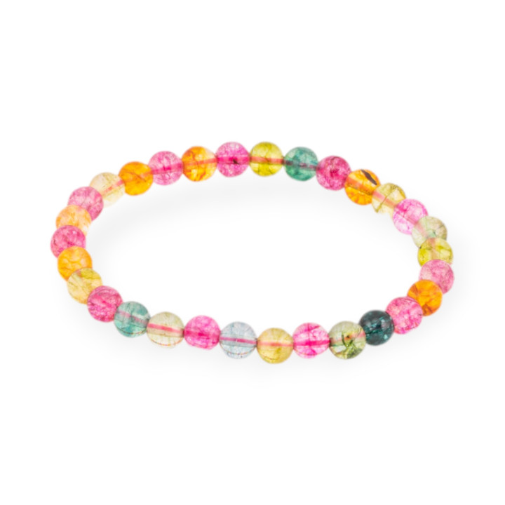 Bracciale Elastico Di Cristallo Tormalinato 6mm