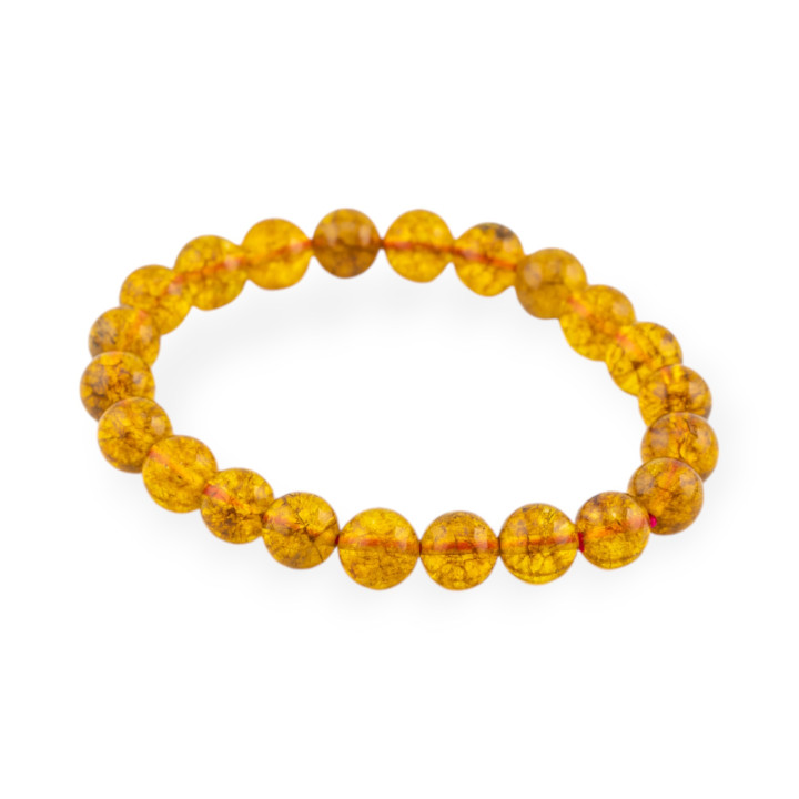 Bracciale Elastico Di Cristallo Tormalinato 8mm Giallo