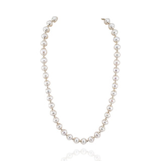 Collana Di Perle Di Fiume E Coppette Di Ottone 10-11mm 45-50cm