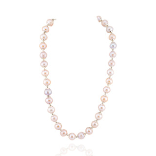 Collana Di Perle Di Fiume E Coppette Di Ottone 11-12mm 45-50cm