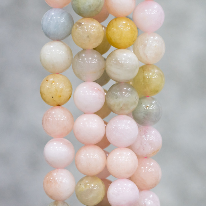 Acquamarina Berilli Morganite Multicolor Tondo Liscio  8mm Roseo Chiaro