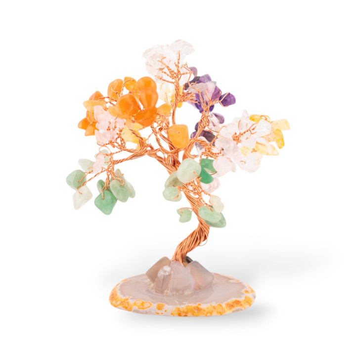 Soprammobile Di Pietre Dure Albero Della Vita Con Base Di Agata 10 cm Pietre Dure Mix