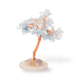 Soprammobile Di Pietre Dure Albero Della Vita Con Base Di Agata 10 cm Quarzo Celestino