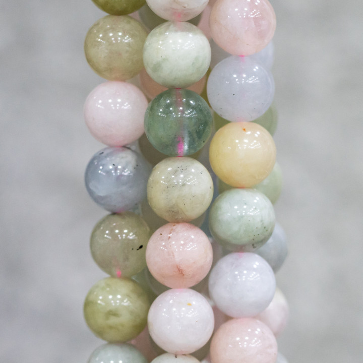 Aigue-marine Béryl Morganite Multicolore Lisse Ronde 10mm Clair