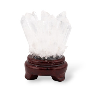 Scultura Naturale Cristallo di Rocca Grezzo (TQG) su Base Di Legno 400-450gr