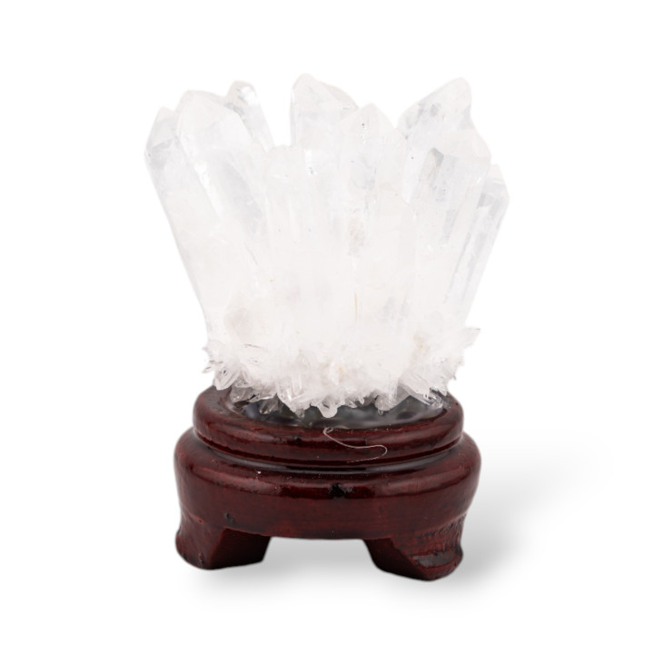 Scultura Naturale Cristallo di Rocca Grezzo (TQG) su Base Di Legno 400-450gr