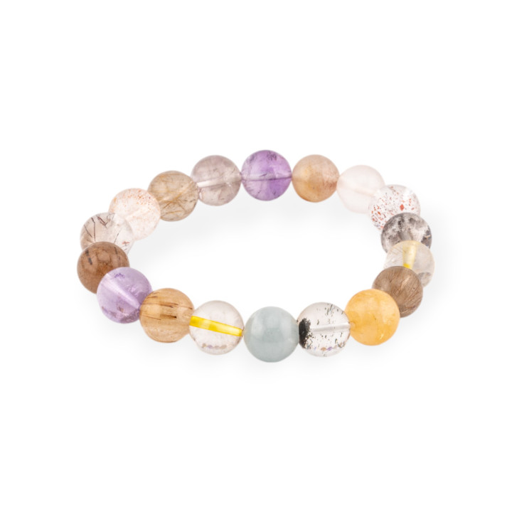 Bracciale Di Quarzo Naturale Misto Tondo Liscio 11mm