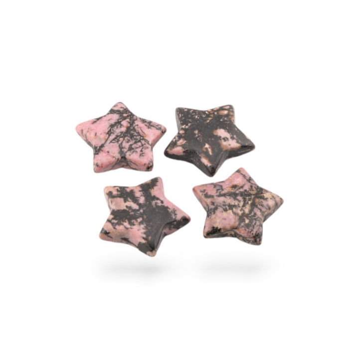 Componenti di Pietre Dure a Un Foro Stelle Diametro 30mm 4 Pezzi Rodonite