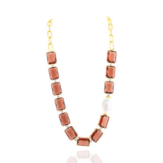 Collana Di Bronzo Con Cristalli Violetto