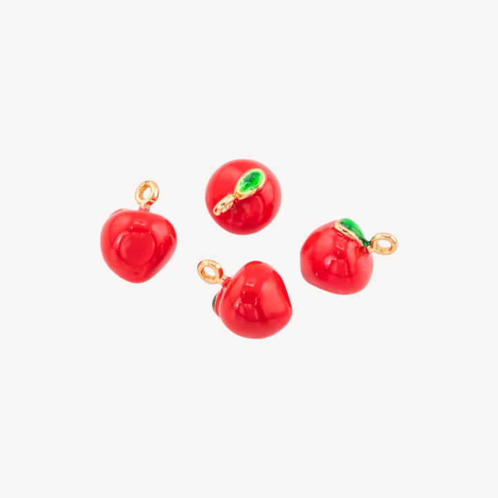 Componente Pendente Di Bronzo Smaltata Frutta 14pz Con 1 Anellino Dorato Mela