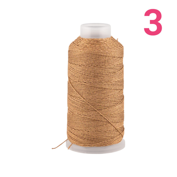 Filo Di Poliestere Intrecciato Diamantato Per Macrame' E Ricamo Misura 3 - 1 Bobina 80mt Beige Chiaro