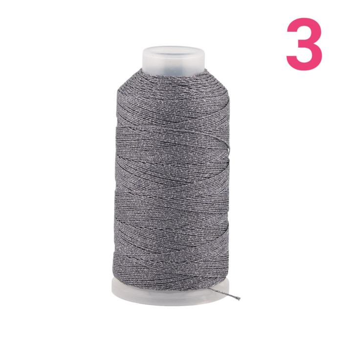 Filo Di Poliestere Intrecciato Diamantato Per Macrame' E Ricamo Misura 3 - 1 Bobina 80mt Grigio Medio