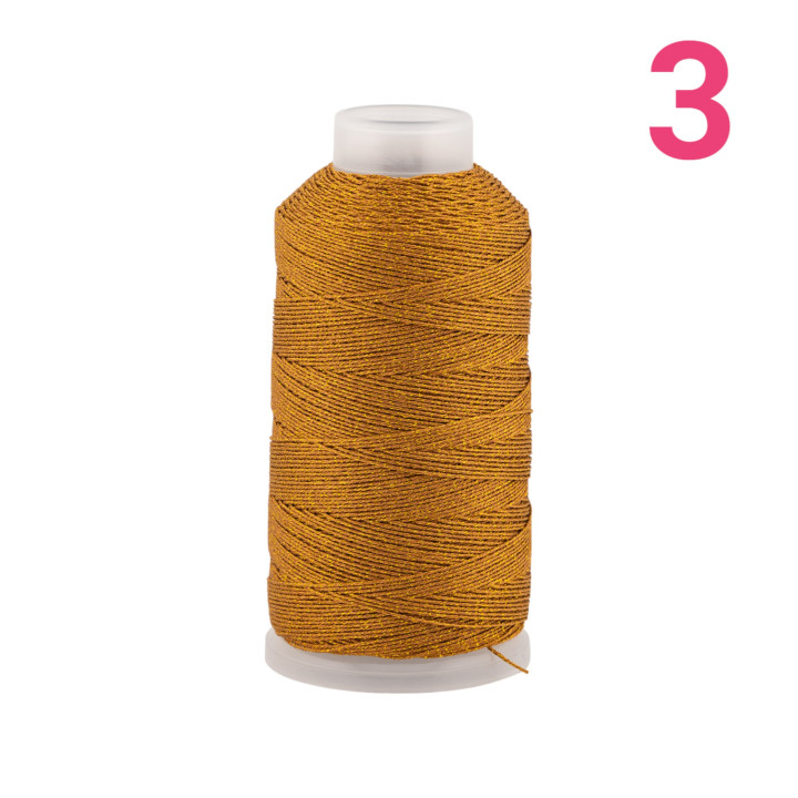 Filo Di Poliestere Intrecciato Diamantato Per Macrame' E Ricamo Misura 3 - 1 Bobina 80mt Marrone Ocra