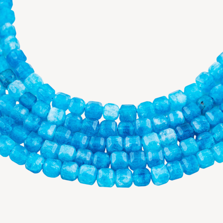 Giada Taglio Rigido Cubo Sfaccettato 6mm Blu