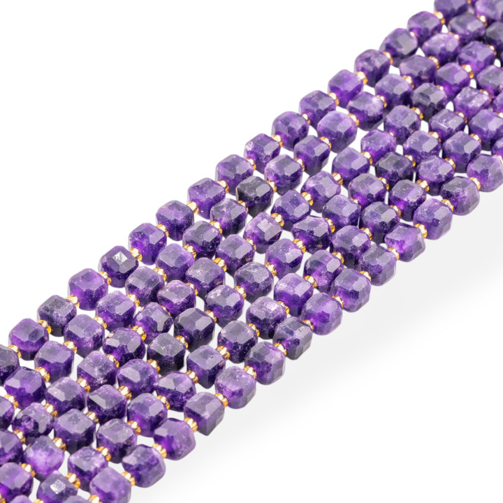 Giada Taglio Rigido Cubo Sfaccettato 8mm Viola