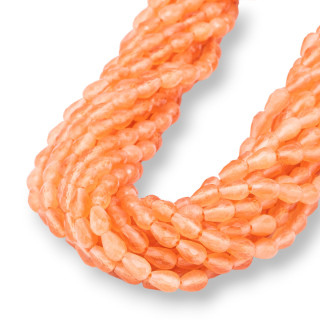 Occhio Di Gatto Gocce Briolette Sfaccettate 6x8mm Arancio