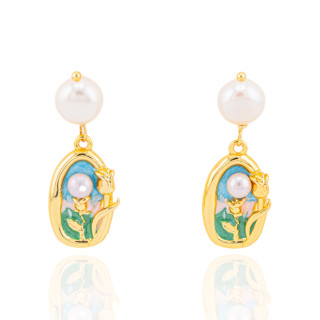 Orecchini Di Bronzo Handsmade Con Perle Di Fiume