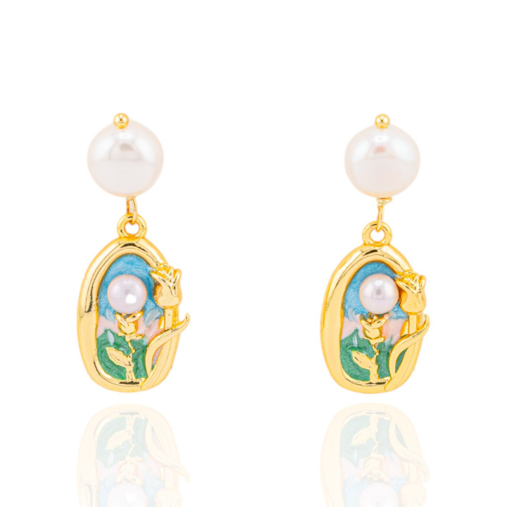 Orecchini Di Bronzo Handsmade Con Perle Di Fiume