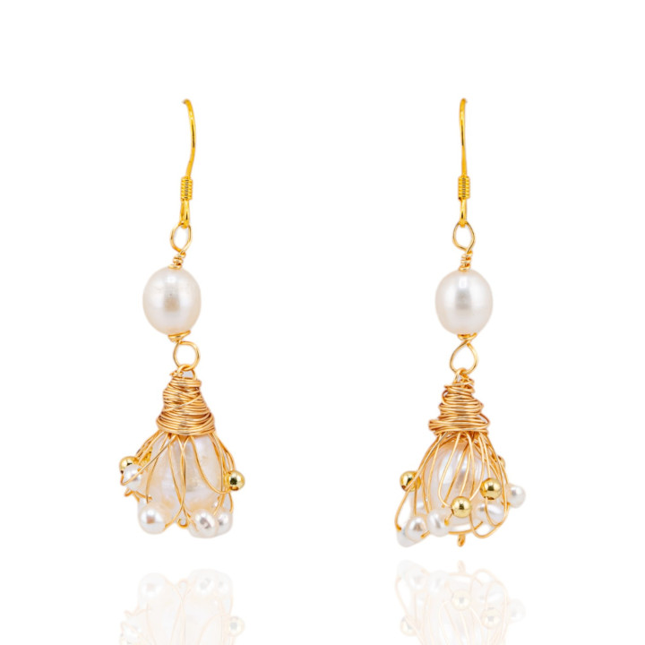 Orecchini Di Bronzo Handsmade Con Perle Di Fiume