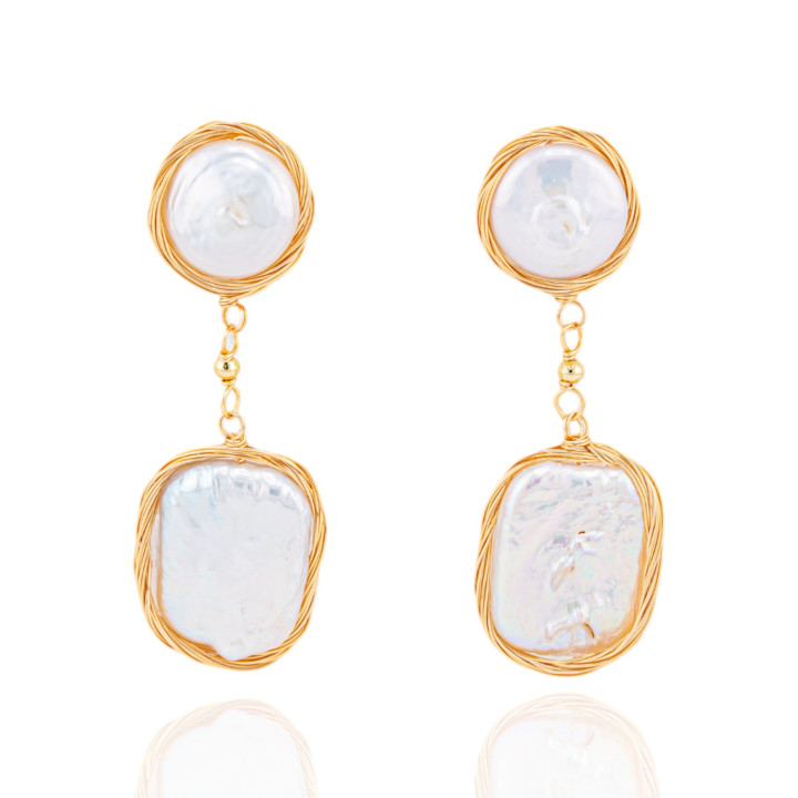 Orecchini Di Bronzo Handsmade Con Perle Di Fiume