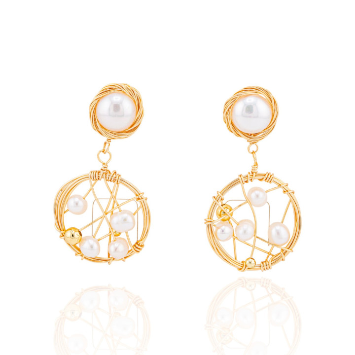 Orecchini Di Bronzo Handsmade Con Perle Di Fiume