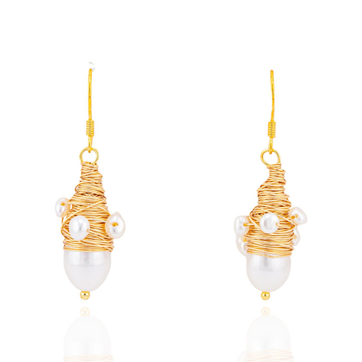 Orecchini Di Bronzo Handsmade Con Perle Di Fiume