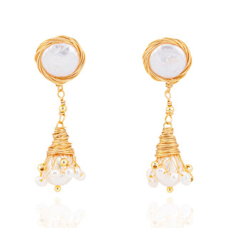 Orecchini Di Bronzo Handsmade Con Perle Di Fiume