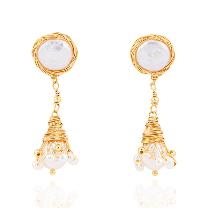 Orecchini Di Bronzo Handsmade Con Perle Di Fiume