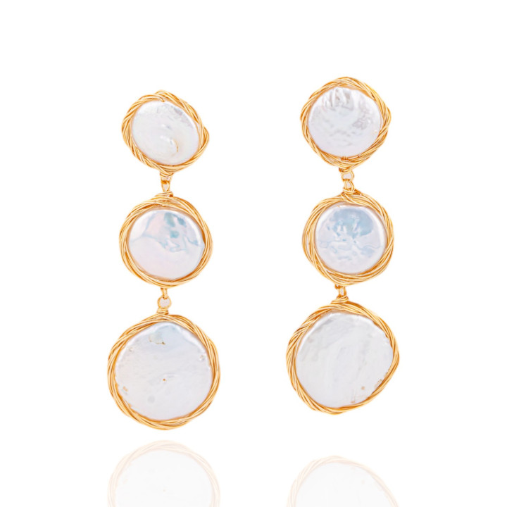 Orecchini Di Bronzo Handsmade Con Perle Di Fiume