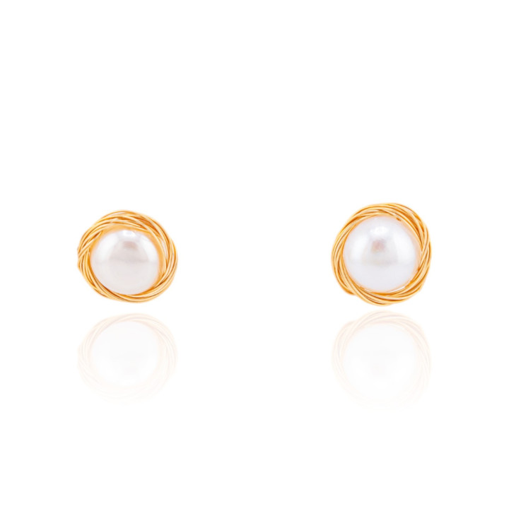 Orecchini Di Bronzo Handsmade Con Perle Di Fiume