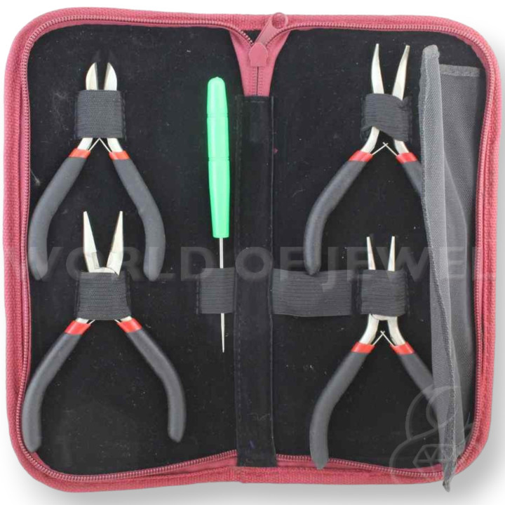 Astuccio In Ecopelle Kit Di Pinze E Tronchesini - Rosso