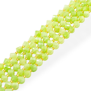 Giada Taglio Rigido Oliva Twist Sfaccettata 6mm Peridot