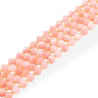 Giada Taglio Rigido Oliva Twist Sfaccettata 6mm Rosa