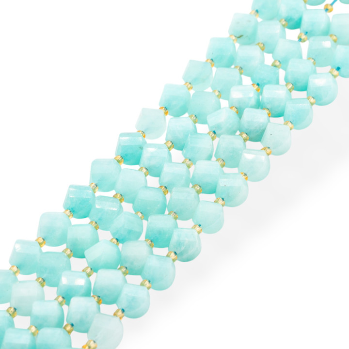 Giada Taglio Rigido Oliva Twist Sfaccettata 8mm Amazzonite