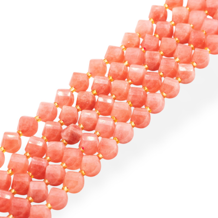 Giada Taglio Rigido Oliva Twist Sfaccettata 8mm Luna Rosa