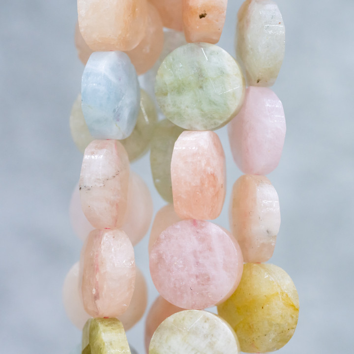 Aquamarine Berylli Multicolor Round Flat Faceted 14mm