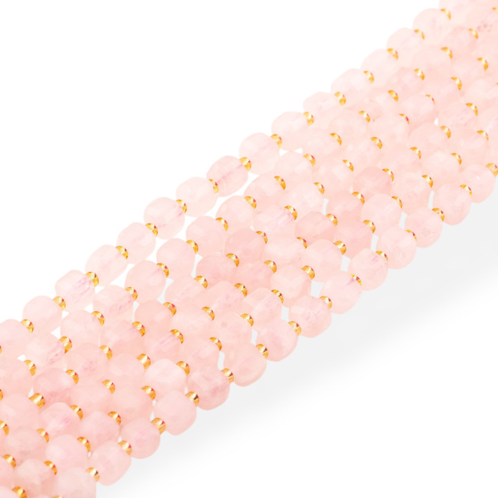 Quarzo Rosa Taglio Rigido Cubo Sfaccettato 8mm